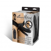 Полый страпон с двумя отростками и вибрацией Unisex Vibrating Hollow Strap-On Double Penetrating Dildo - 17,8 см. - Lux Fetish - купить с доставкой в Новомосковске