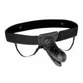 Полый страпон с двумя отростками и вибрацией Unisex Vibrating Hollow Strap-On Double Penetrating Dildo - 17,8 см. - Lux Fetish - купить с доставкой в Новомосковске