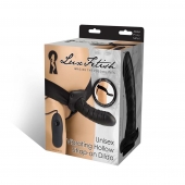 Чёрный полый страпон с вибрацией Unisex Vibrating Hollow Strap-On - 14 см. - Lux Fetish - купить с доставкой в Новомосковске
