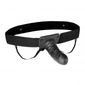 Чёрный полый страпон с вибрацией Unisex Vibrating Hollow Strap-On - 14 см. - Lux Fetish - купить с доставкой в Новомосковске