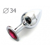 Коническая серебристая анальная втулка с малиновым кристаллом - 8,2 см. - Anal Jewelry Plug - купить с доставкой в Новомосковске