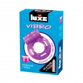 Фиолетовое эрекционное виброкольцо Luxe VIBRO  Бешеная гейша  + презерватив - Luxe - в Новомосковске купить с доставкой