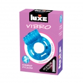 Голубое эрекционное виброкольцо Luxe VIBRO  Кошмар русалки  + презерватив - Luxe - в Новомосковске купить с доставкой