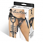 Черные трусики для страпона из патентованной кожи - Lux Fetish - купить с доставкой в Новомосковске