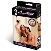 Черные фиксаторы с креплением к двери - Lux Fetish - купить с доставкой в Новомосковске