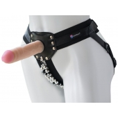 Черный пояс-трусики с насадкой  Гламур Dana  - 15,5 см. - LOVETOY (А-Полимер) - купить с доставкой в Новомосковске
