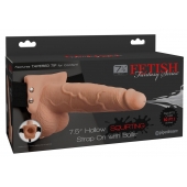 Телесный полый страпон с имитацией эякуляции 7.5  Hollow Squirting Strap-On with Balls Flesh - 21,6 см. - Pipedream - купить с доставкой в Новомосковске