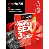 Презервативы для орального секса DOMINO Sweet Sex с ароматом клубничного коктейля  - 3 шт. - Domino - купить с доставкой в Новомосковске