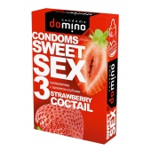 Презервативы для орального секса DOMINO Sweet Sex с ароматом клубничного коктейля  - 3 шт. - Domino - купить с доставкой в Новомосковске