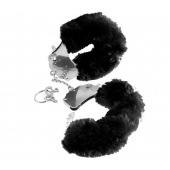 Металлические наручники Furry Love Cuffs с черным мехом - Pipedream - купить с доставкой в Новомосковске