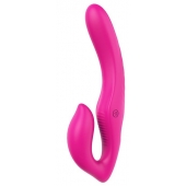 Ярко-розовый безремневой страпон REMOTE DOUBLE DIPPER - 22 см. - Dream Toys - купить с доставкой в Новомосковске