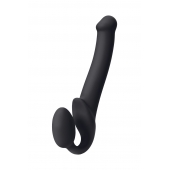 Черный безремневой страпон Silicone Bendable Strap-On M - Strap-on-me - купить с доставкой в Новомосковске