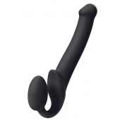 Черный безремневой страпон Silicone Bendable Strap-On M - Strap-on-me - купить с доставкой в Новомосковске