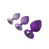 Набор из 3 фиолетовых анальных пробок со стразами Little Gems Trainer Set - Pipedream - купить с доставкой в Новомосковске