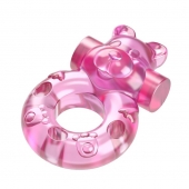 Розовое эрекционное виброкольцо на пенис Pink Bear - Baile - в Новомосковске купить с доставкой