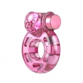 Розовое эрекционное кольцо с вибрацией Pink Bear - Baile - в Новомосковске купить с доставкой