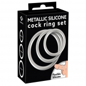Набор из 3 эрекционных колец под металл Metallic Silicone Cock Ring Set - Orion - в Новомосковске купить с доставкой