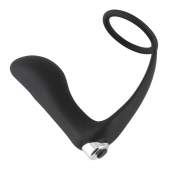 Черное эрекционное кольцо с анальной вибропробкой Vibrating Ring   Plug - Orion - в Новомосковске купить с доставкой