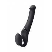 Черный безремневой вибрострапон Silicone Bendable Strap-On M - Strap-on-me - купить с доставкой в Новомосковске