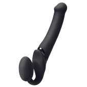 Черный безремневой вибрострапон Silicone Bendable Strap-On M - Strap-on-me - купить с доставкой в Новомосковске