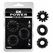 Набор из 3 черных эрекционных колец Gear Up Rings - Chisa - в Новомосковске купить с доставкой