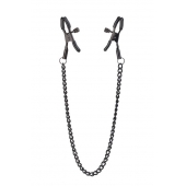 Черные зажимы на соски на цепочке BLAZE DELUXE NIPPLE CLAMPS - Dream Toys - купить с доставкой в Новомосковске