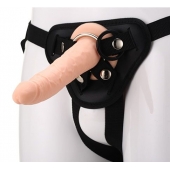 Телесный страпон на черных трусиках STRAP ON REAL DILDO - 20 см. - Dream Toys - купить с доставкой в Новомосковске