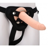 Телесный страпон на черных трусиках STRAP ON REAL DILDO - 20 см. - Dream Toys - купить с доставкой в Новомосковске