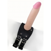 Черный узкий пояс на бедро с телесной насадкой - LOVETOY (А-Полимер) - купить с доставкой в Новомосковске