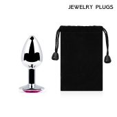 Серебристая анальная пробка с малиновым кристаллом - 7,2 см. - Anal Jewelry Plug - купить с доставкой в Новомосковске