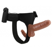 Страпон с вагинальной пробкой и вибрацией Ultra Passionate Harness - 16 см. - Baile - купить с доставкой в Новомосковске