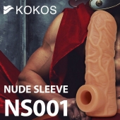 Телесная открытая насадка-реалистик с подхватом мошонки Nude Sleeve L - 14 см. - KOKOS - в Новомосковске купить с доставкой