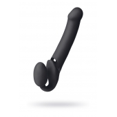 Черный безремневой вибрострапон Vibrating Bendable Strap-On L - Strap-on-me - купить с доставкой в Новомосковске