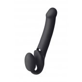 Черный безремневой вибрострапон Vibrating Bendable Strap-On L - Strap-on-me - купить с доставкой в Новомосковске
