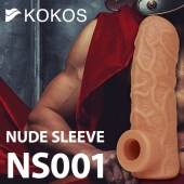 Телесная открытая насадка-реалистик с подхватом мошонки Nude Sleeve S - 10 см. - KOKOS - в Новомосковске купить с доставкой