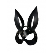 Черная кожаная маска зайки Miss Bunny - БДСМ Арсенал - купить с доставкой в Новомосковске