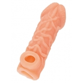 Телесная закрытая насадка с венками Cock Sleeve Size L - 17,6 см. - KOKOS - в Новомосковске купить с доставкой