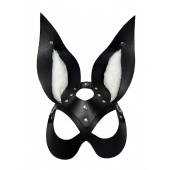 Черная маска зайки с белым мехом на ушках Miss Bunny - БДСМ Арсенал - купить с доставкой в Новомосковске