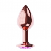 Пробка цвета розового золота с лиловым кристаллом Diamond Quartz Shine L - 8,3 см. - Lola Games - купить с доставкой в Новомосковске