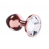 Пробка цвета розового золота с прозрачным кристаллом Diamond Moonstone Shine L - 8,3 см. - Lola Games - купить с доставкой в Новомосковске