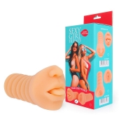 Телесный мастурбатор-ротик с высунутым язычком - Bior toys - в Новомосковске купить с доставкой