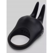 Черное эрекционное виброкольцо Sensation Rechargeable Vibrating Rabbit Love Ring - Fifty Shades of Grey - в Новомосковске купить с доставкой