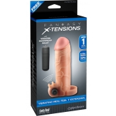 Телесная вибронасадка с кольцом  Vibrating Real Feel 1 Extension - 14 см. - Pipedream - в Новомосковске купить с доставкой