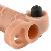 Телесная вибронасадка с кольцом Vibrating Real Feel 2 Extension - 16 см. - Pipedream - в Новомосковске купить с доставкой