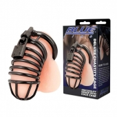 Черная металлическая клетка с замком Deluxe Chastity Cage - BlueLine - купить с доставкой в Новомосковске