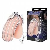 Серебристая металлическая клетка с анальным стимулятором Cock Cage - BlueLine - купить с доставкой в Новомосковске