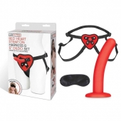 Красный поясной фаллоимитатор Red Heart Strap on Harness   5in Dildo Set - 12,25 см. - Lux Fetish - купить с доставкой в Новомосковске