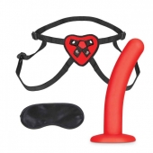 Красный поясной фаллоимитатор Red Heart Strap on Harness   5in Dildo Set - 12,25 см. - Lux Fetish - купить с доставкой в Новомосковске