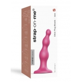 Розовая насадка Strap-On-Me Dildo Plug Beads size S - Strap-on-me - купить с доставкой в Новомосковске