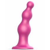 Розовая насадка Strap-On-Me Dildo Plug Beads size S - Strap-on-me - купить с доставкой в Новомосковске